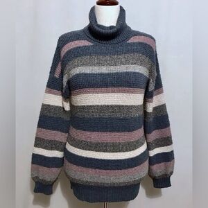 Hippie Rose Striped Turtleneck Sweater Size Small